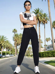 Kotty Women Black Cotton Straight Fit High-Rise Stretchable Jeans