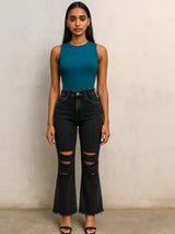 Kotty Women Relaxed Fit High-Rise Mildly Distressed Stretchable Jeans
