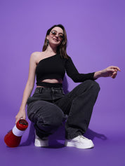 Kotty Women Solid One Shoulder Top