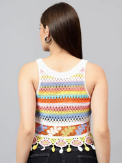 Kotty Women Self Design Boat Neck Cotton Top