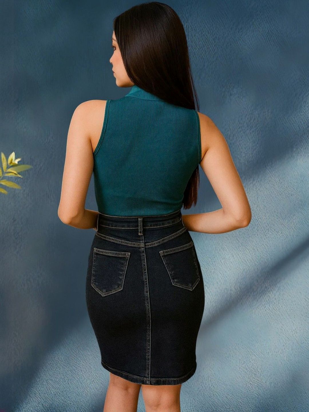 Kotty Women High-Waist Denim Pencil Skirt