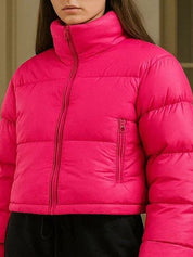 Kotty Women Stand Collar Solid Lightweight Puffer Jacket