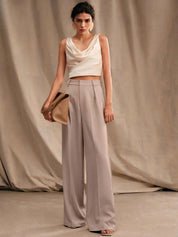 Kotty Women Relaxed Straight Fit High-Rise Pleated Trouser