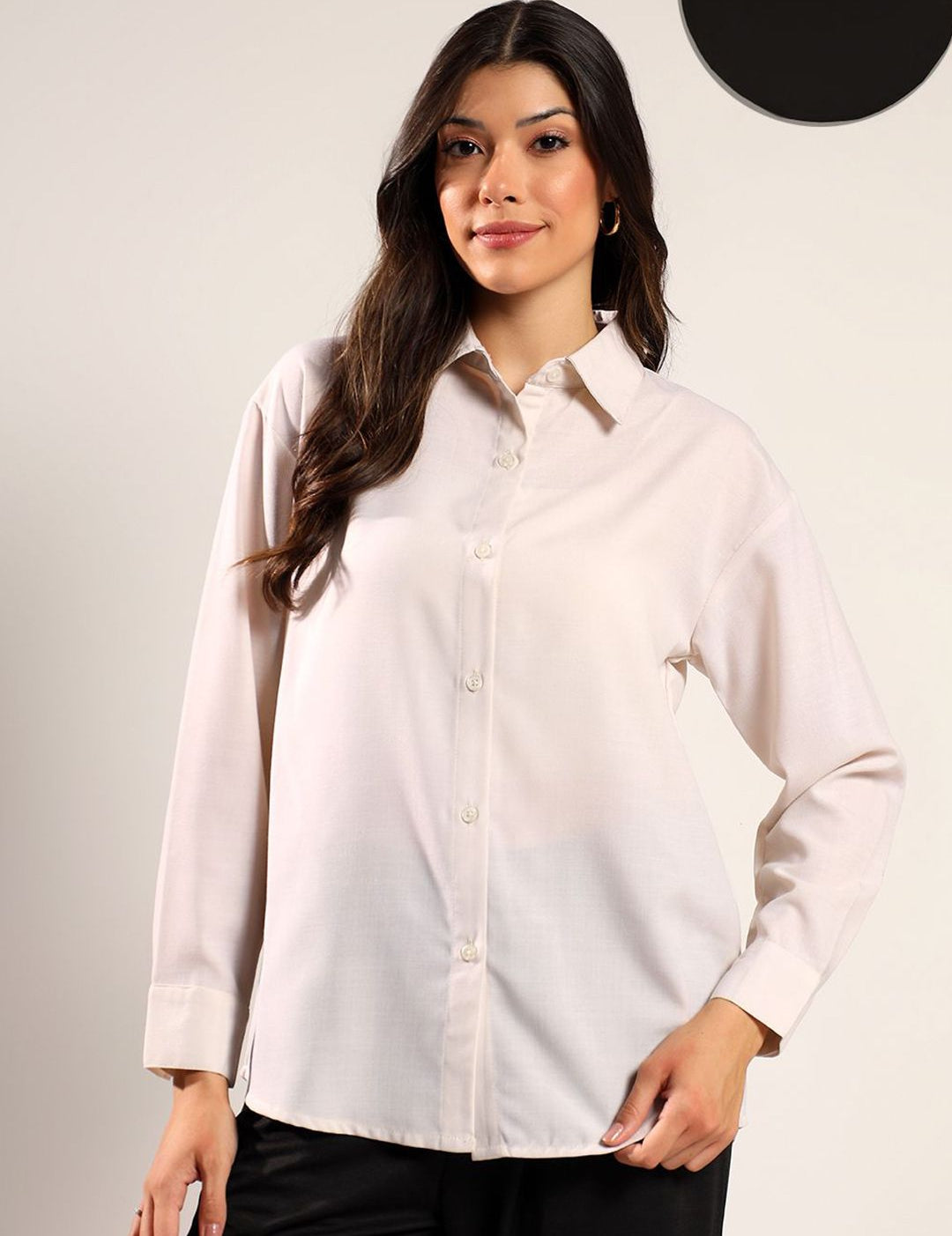 Kotty Relaxed Fit Spread Collar Long Sleeves Cotton Formal Shirt