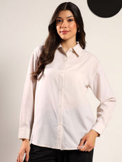 Kotty Relaxed Fit Spread Collar Long Sleeves Cotton Formal Shirt
