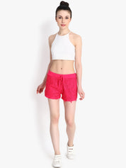 Kotty Women Pink Self Design Regular Fit Hot Pants