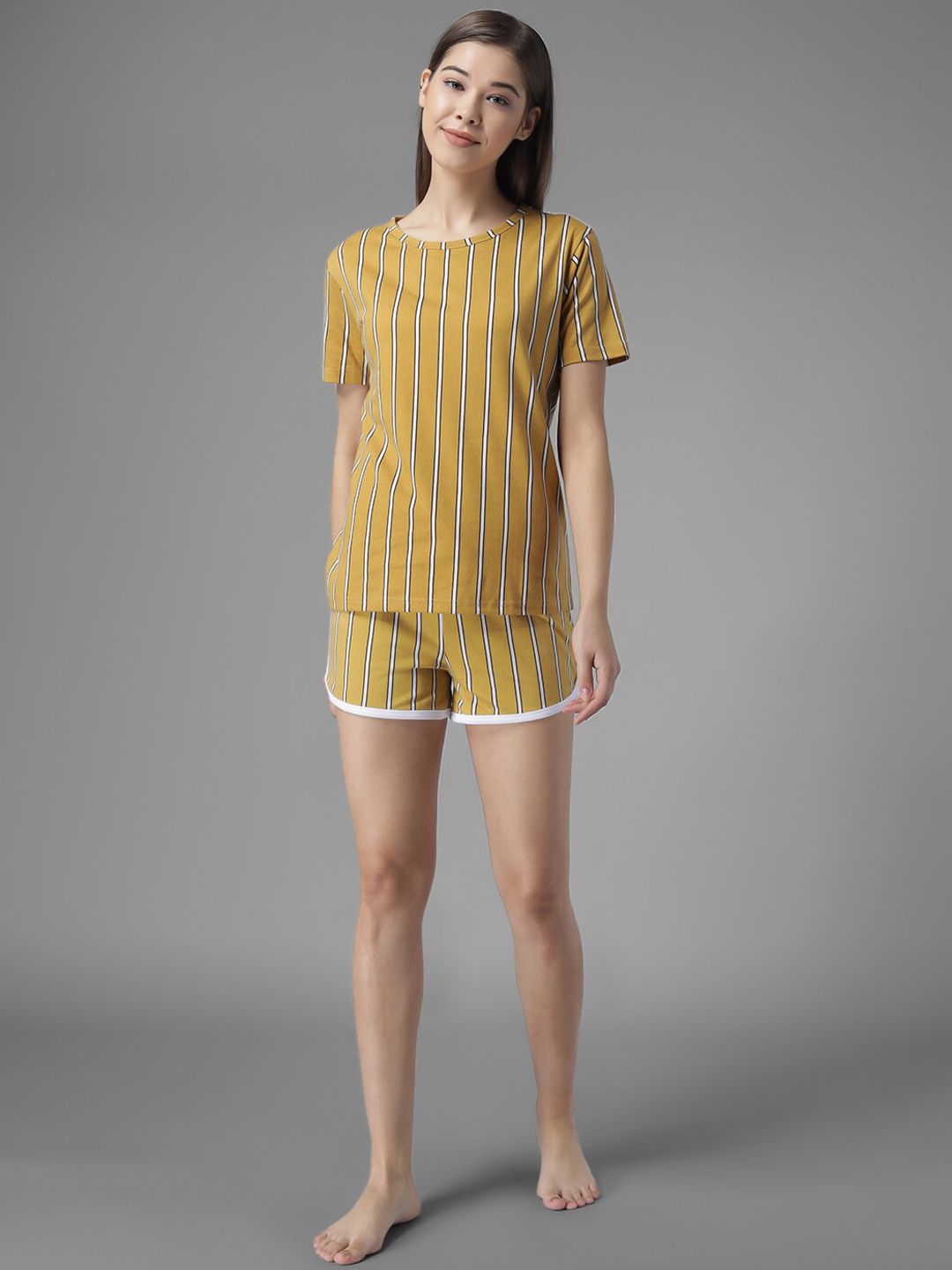 Kotty Women Striped Slim Fit Low-Rise Running with Technology Shorts