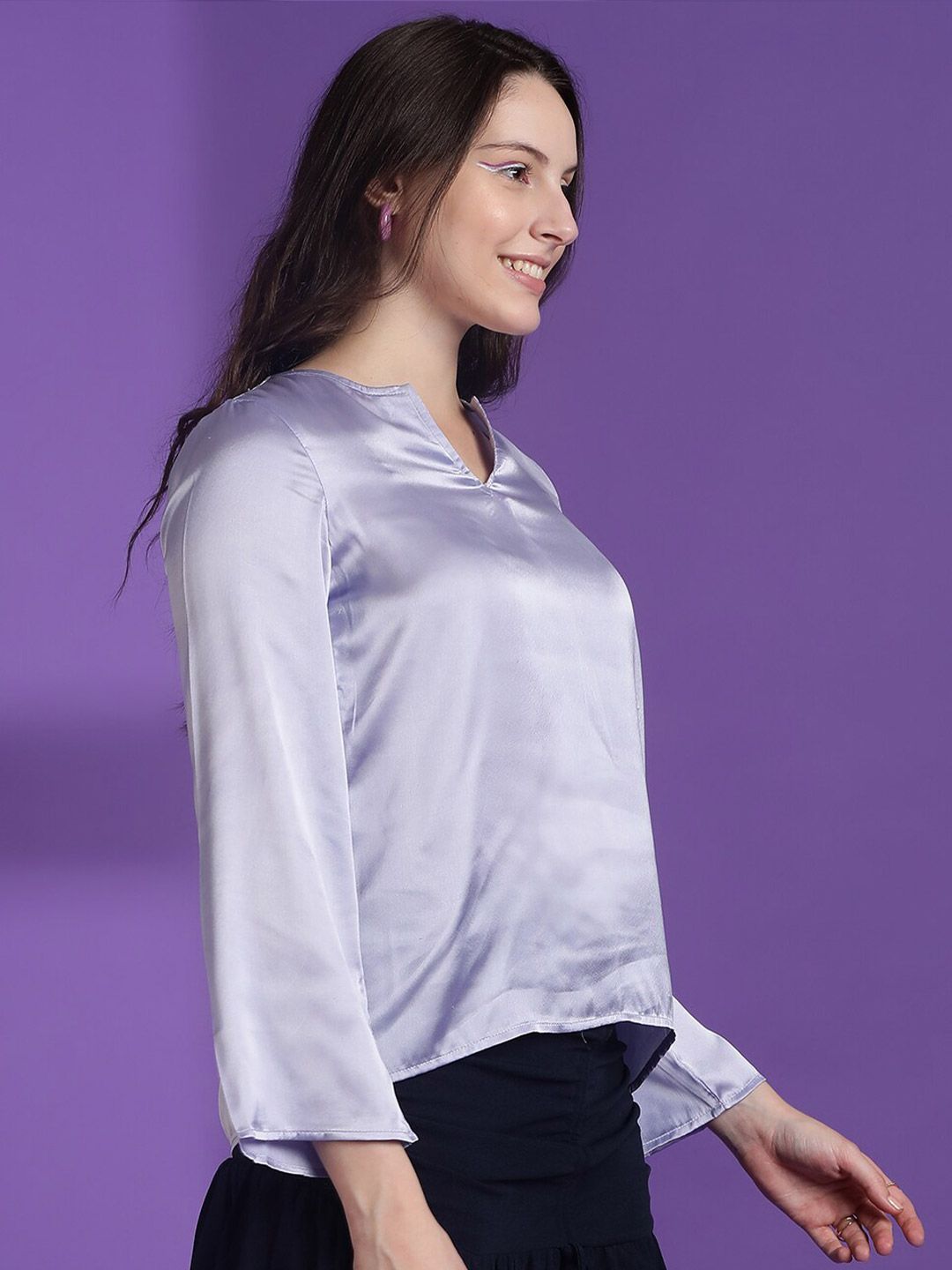 KOTTY BIZwear V-Neck Long Sleeves Satin Top