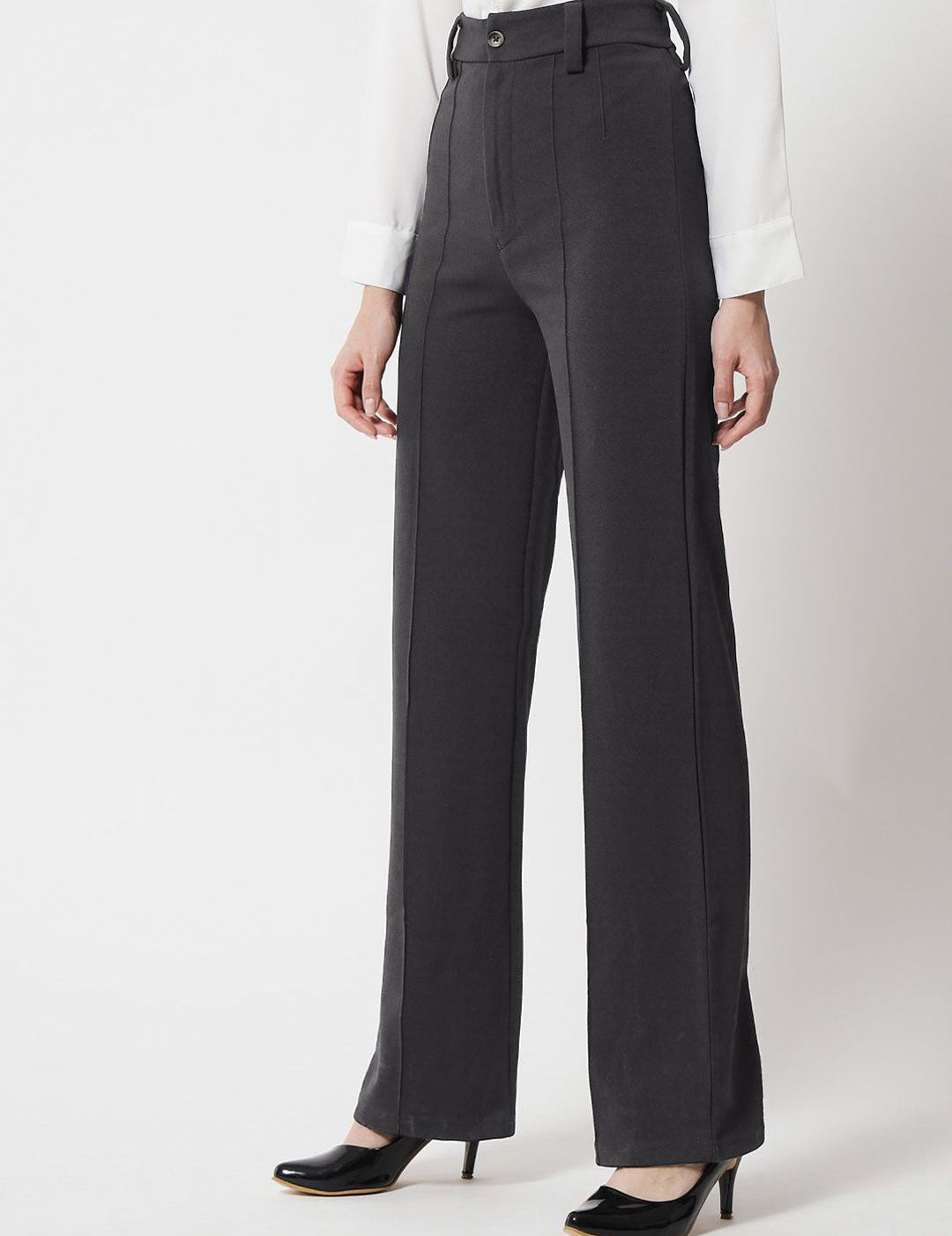 KOTTY BIZwear Women High-Rise Easy Wash Parallel Trousers