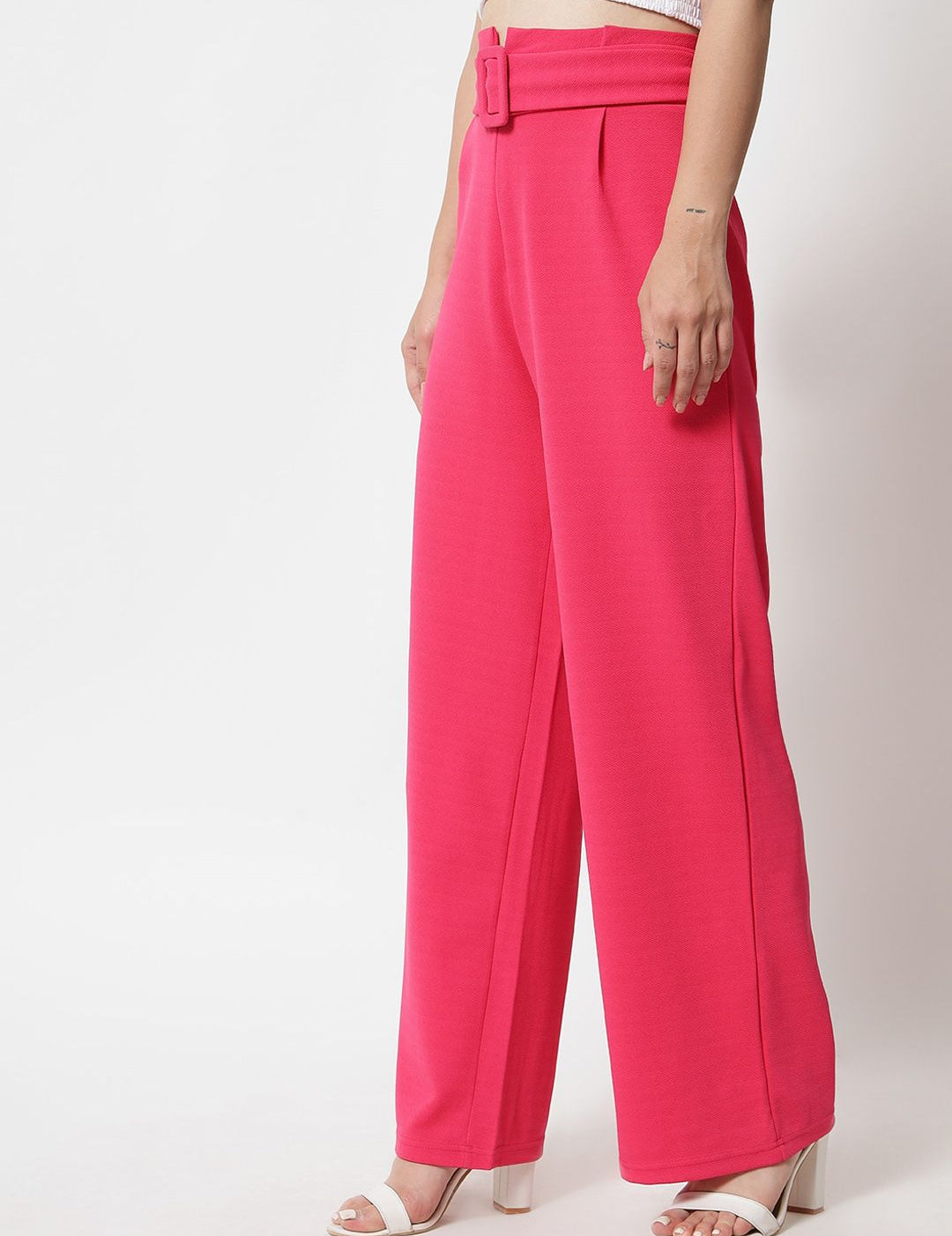 Kotty Women Pack Of 2 Relaxed High-Rise Straight Fit Easy Wash Pleated Trousers