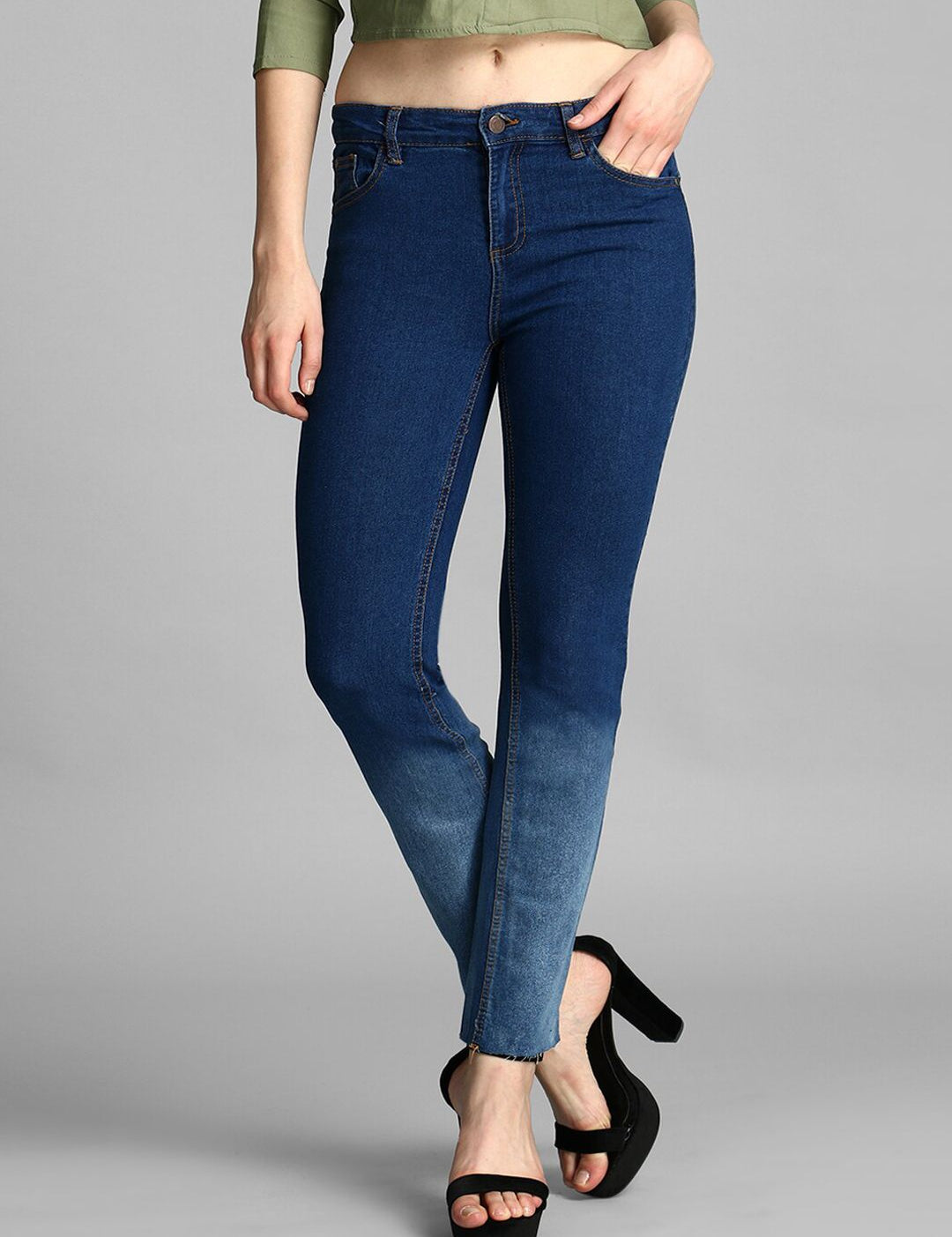 Kotty Women Blue Skinny Fit Mid-Rise Clean Look Jeans