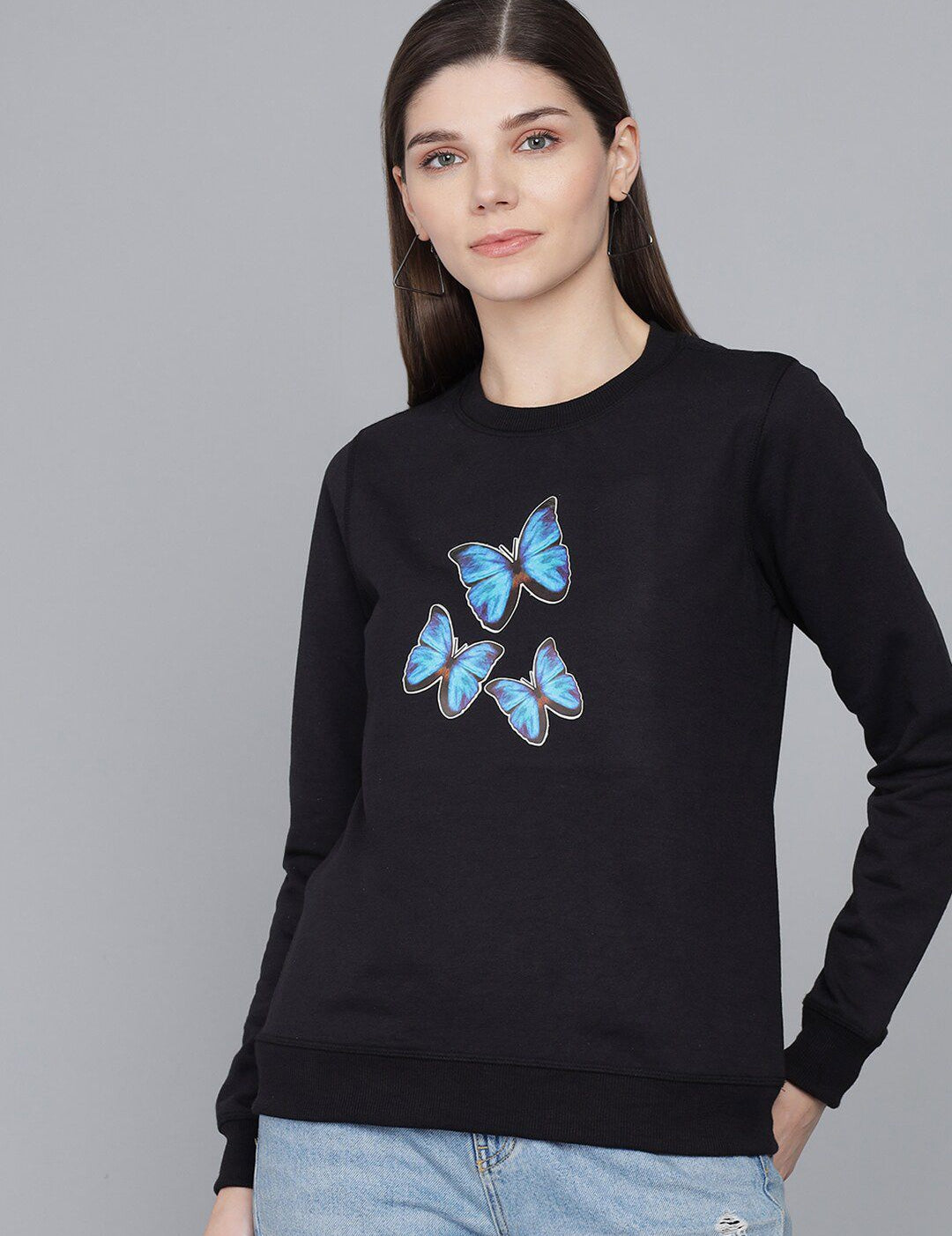 Kotty Women Black Printed Sweatshirt