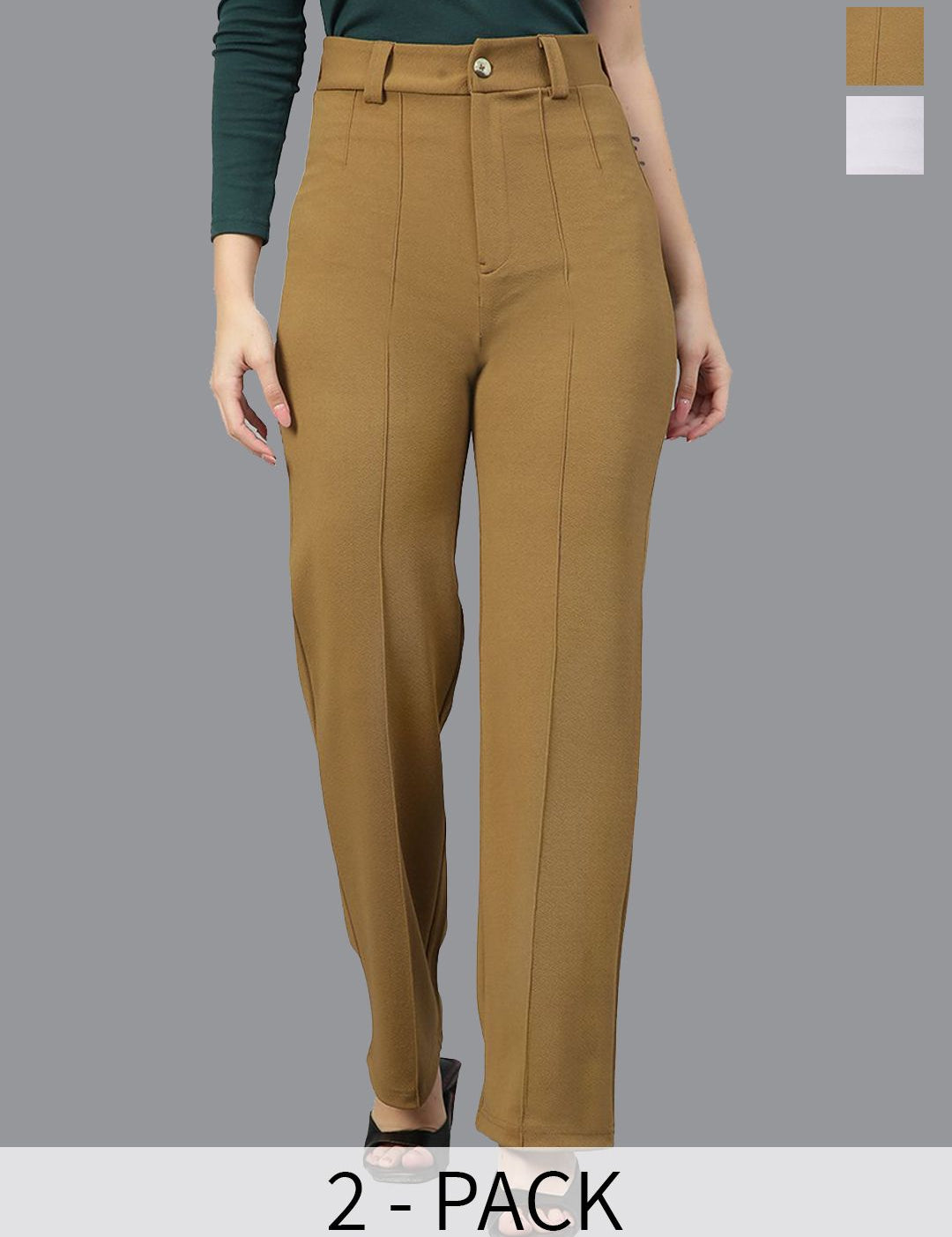 KOTTY BIZwear Women Relaxed Straight Leg Straight Fit High-Rise Easy Wash Trousers