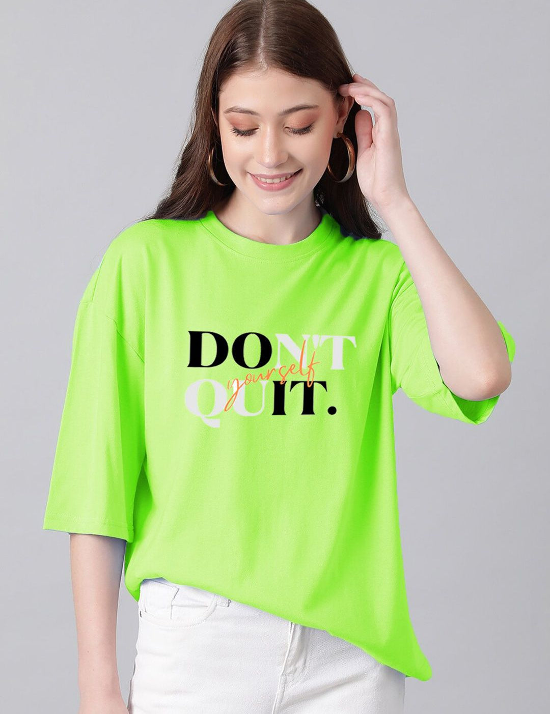KOTTY Basics Typography Printed Oversized T-shirt