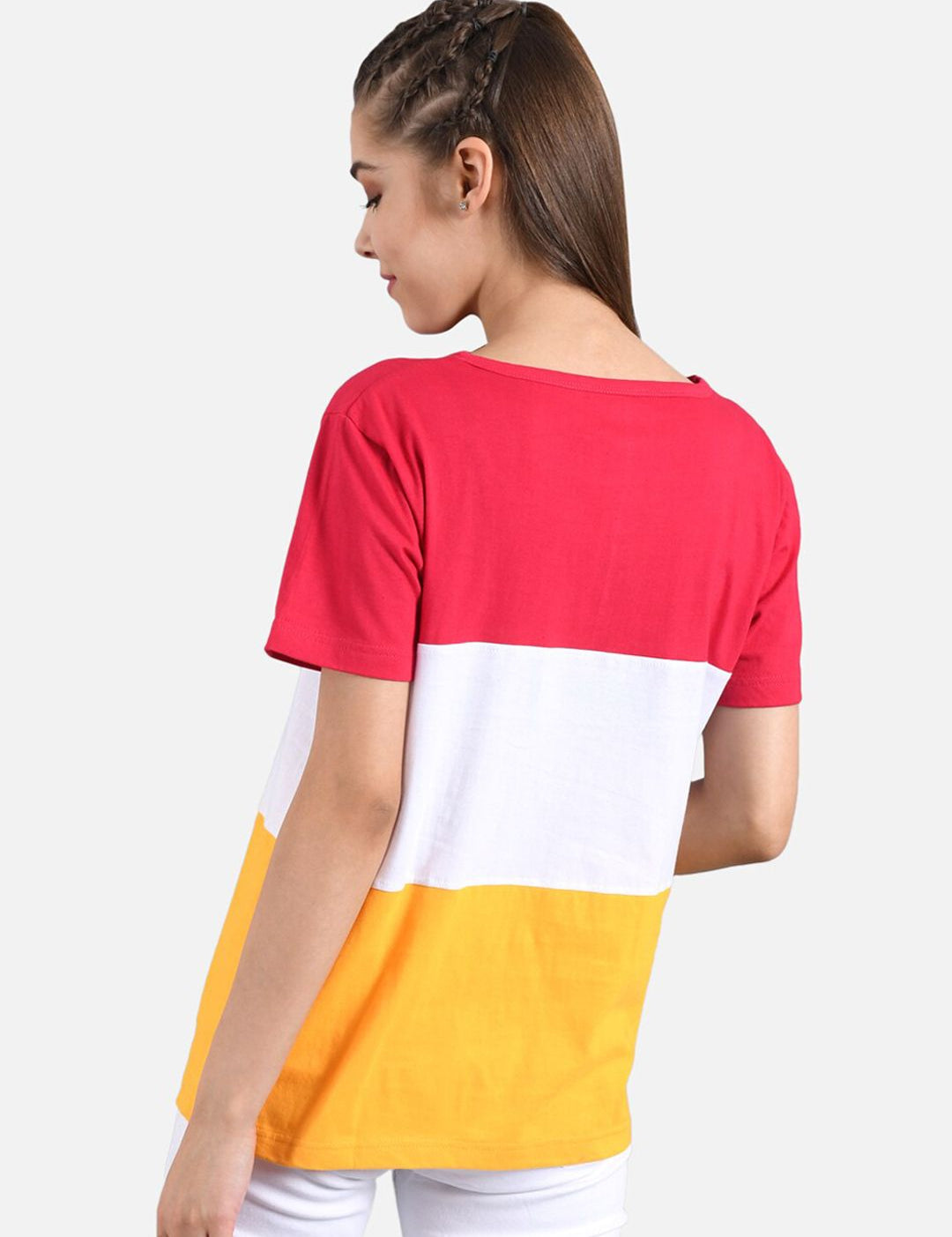 Kotty Women Multicoloured Colourblocked Round Neck T-shirt