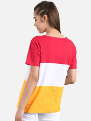 Kotty Women Multicoloured Colourblocked Round Neck T-shirt