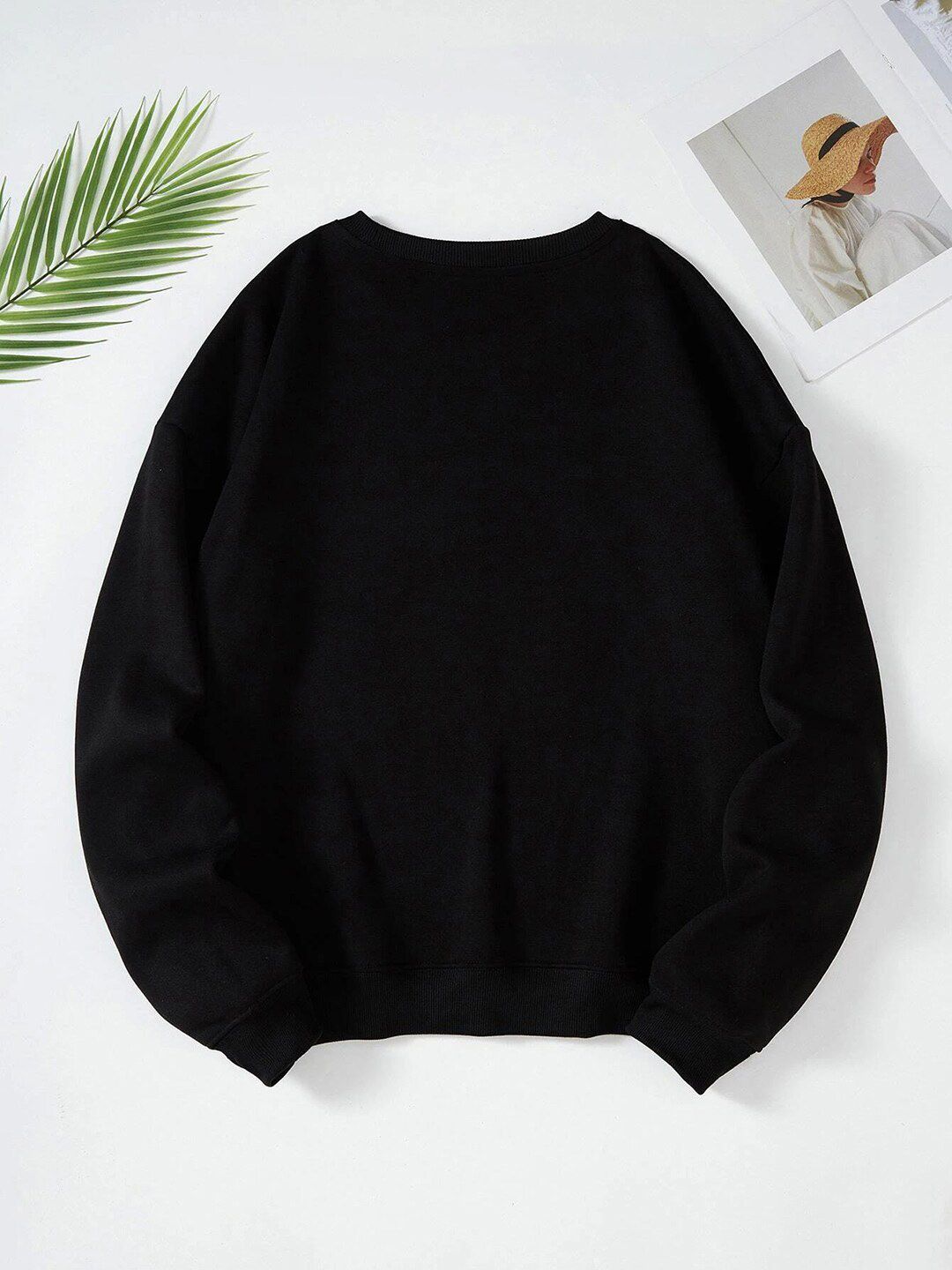 Kotty Round Neck Geometric Printed Fleece Sweatshirt