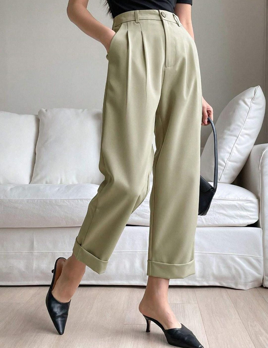 Kotty Women Relaxed Straight Leg Straight Fit Easy Wash Parallel Trousers