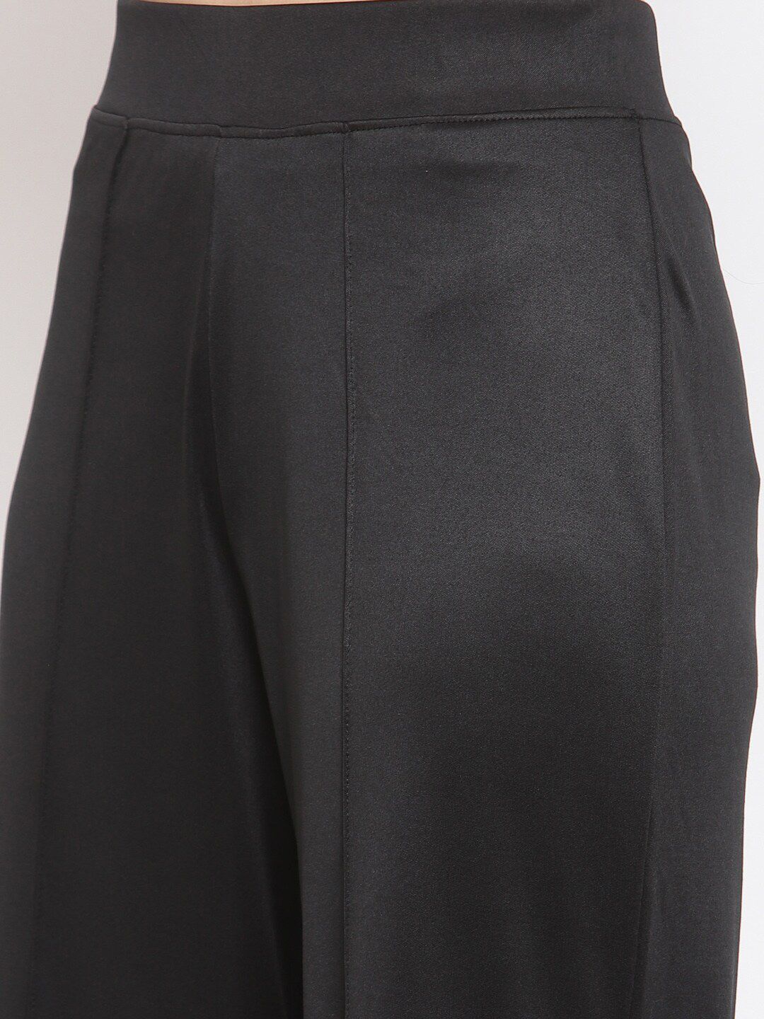 Kotty Women Black Flared High-Rise Parallel Trousers Parallel Trousers