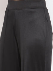 Kotty Women Black Flared High-Rise Parallel Trousers Parallel Trousers