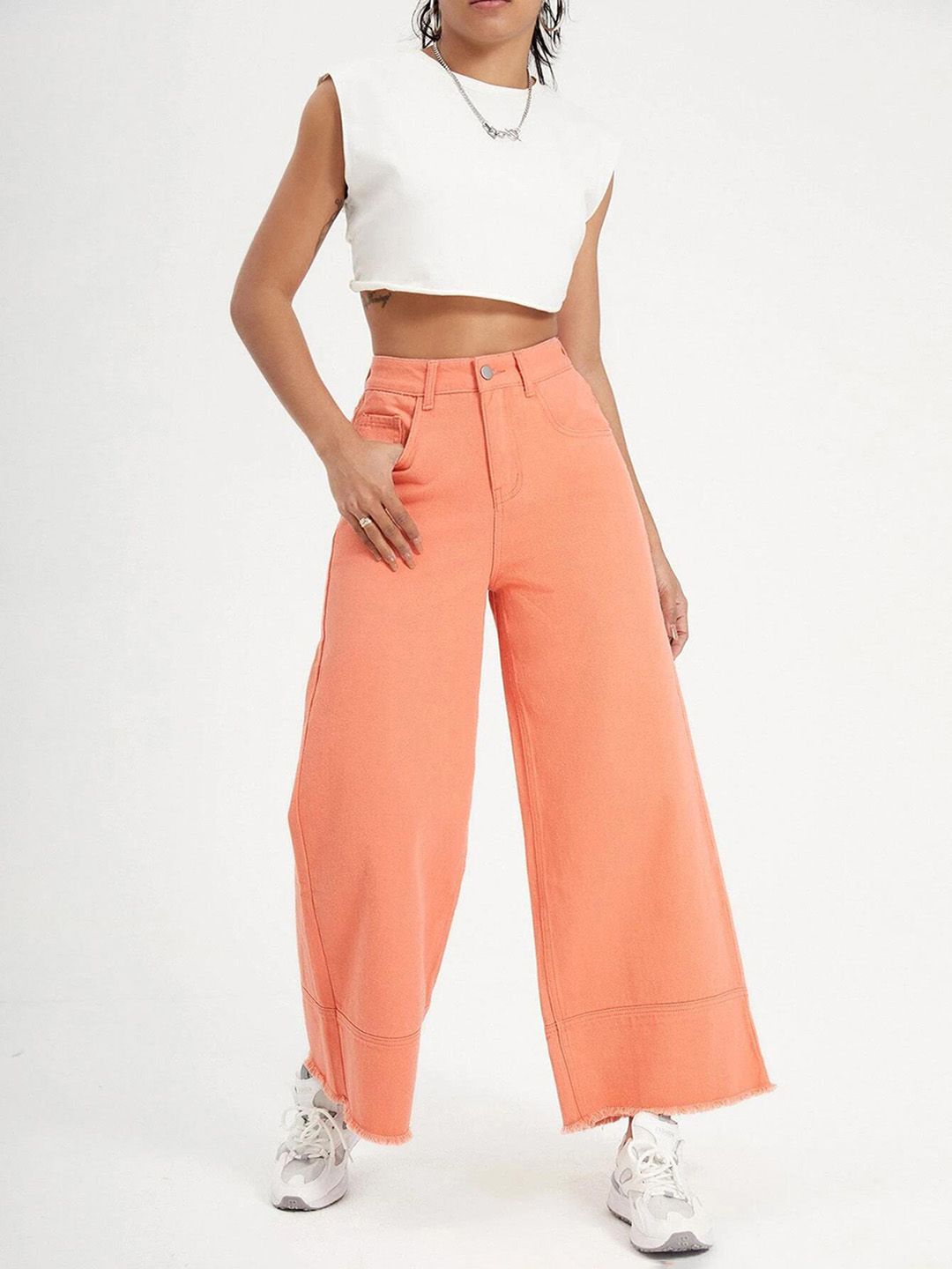 Kotty Women Flared High-Rise Cotton Clean Look Jeans