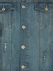 Kotty Men Blue Solid Denim Jacket