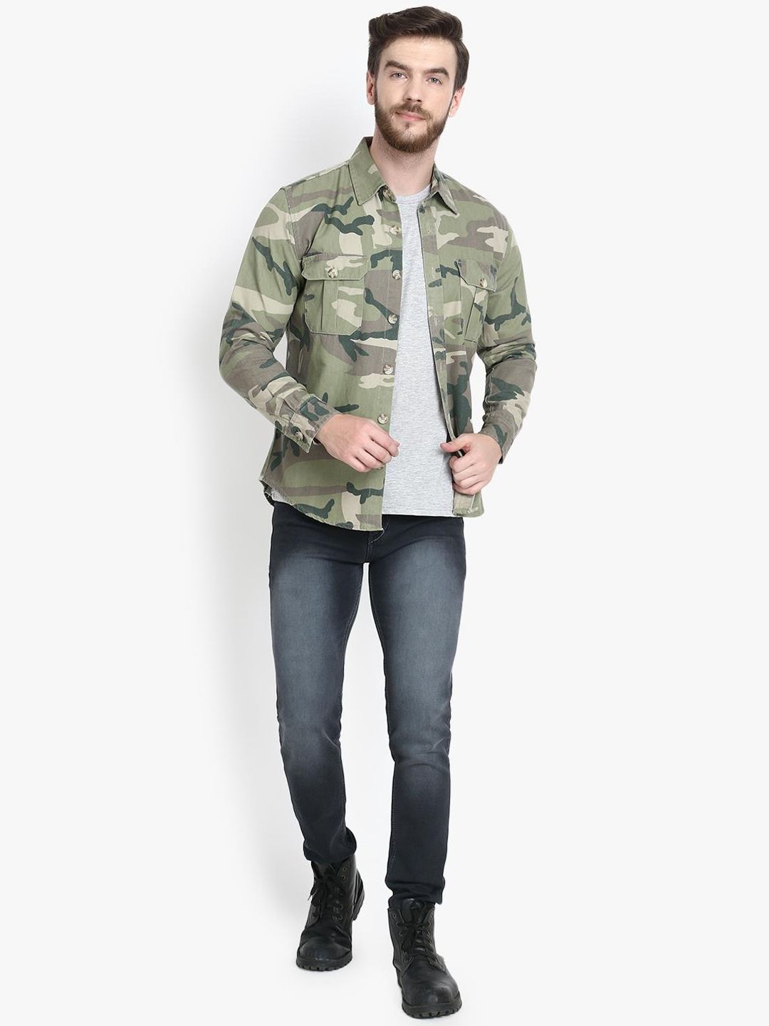 Kotty Men Khaki Printed Lightweight Tailored Jacket