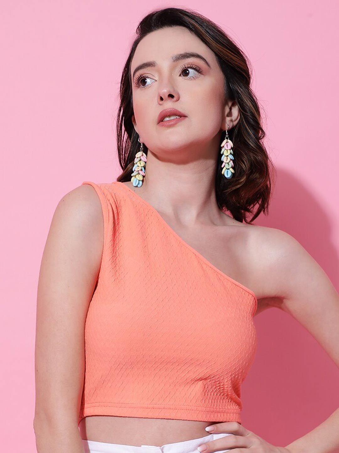 KOTTY Basics One Shoulder Fitted Crop Top