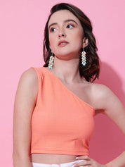 KOTTY Basics One Shoulder Fitted Crop Top