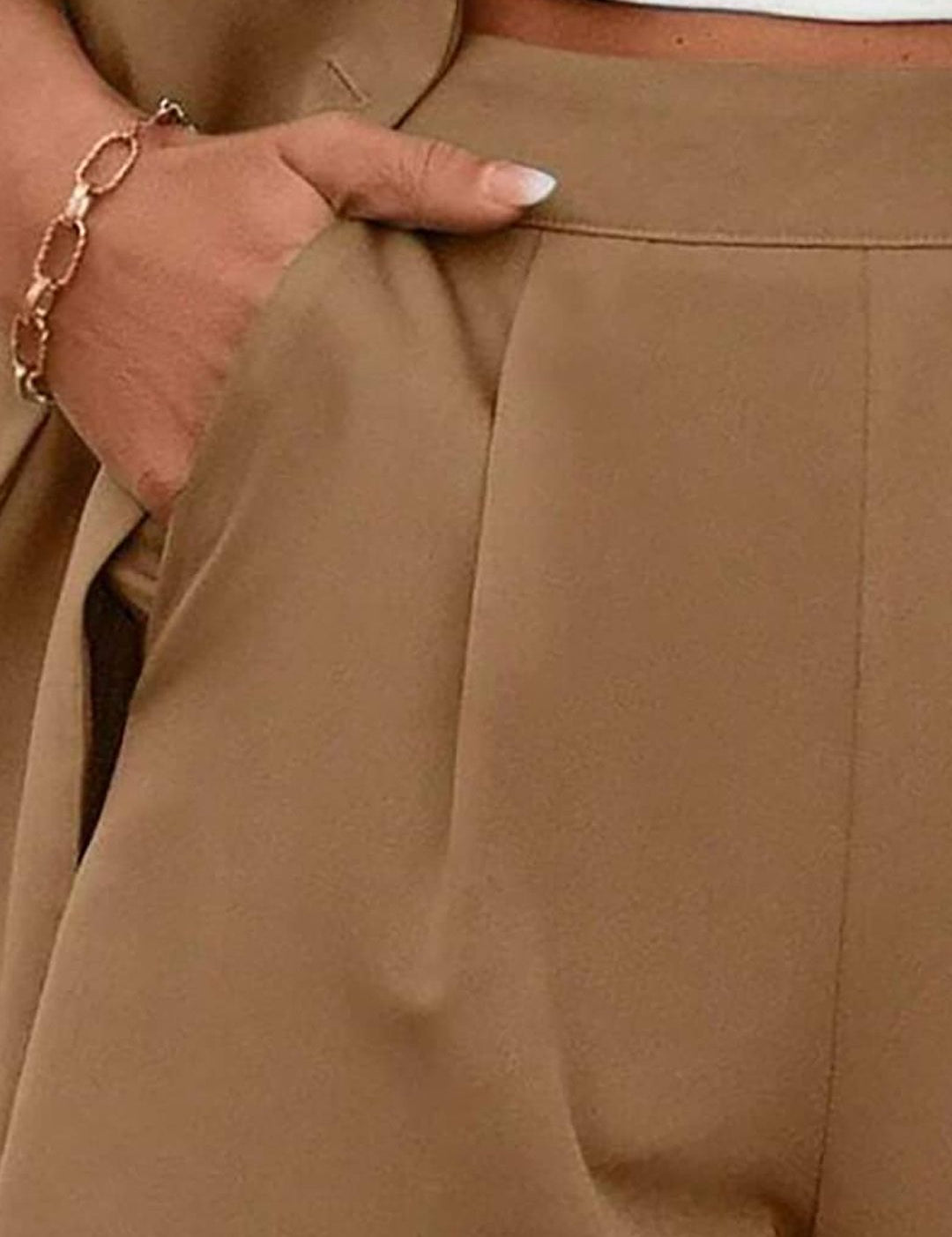 Kotty Brown Notched Lapel Collar Blazer With Shorts