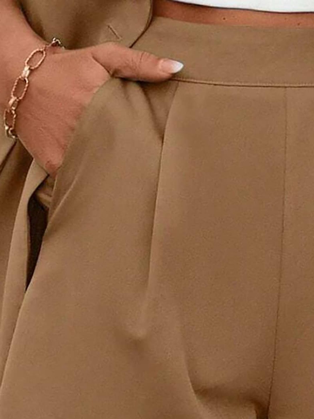 Kotty Brown Notched Lapel Collar Blazer With Shorts