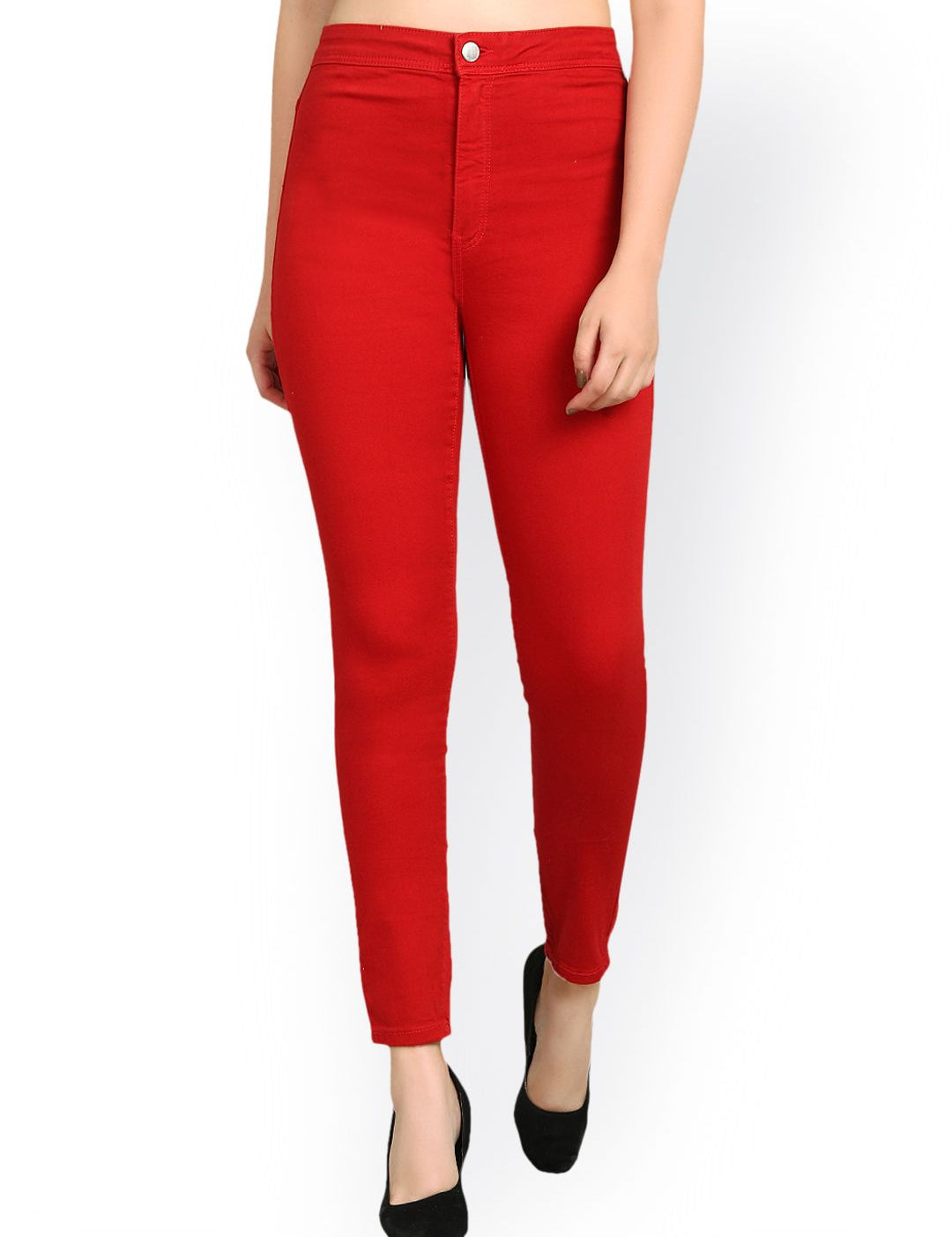 Kotty Women Red Skinny Fit High-Rise Clean Look Stretchable Jeans