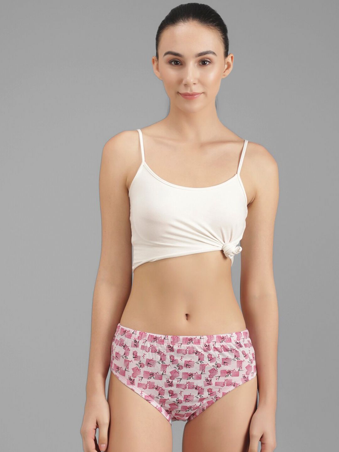 Kotty Women Pink & White Printed Hipster Briefs KTTWOMENSPANTY380