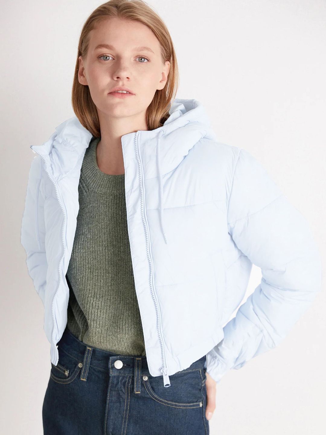 Kotty Hooded Nylon Crop Puffer Jacket