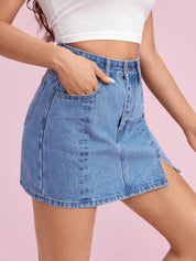 Kotty Denim Straight Mini Skirt