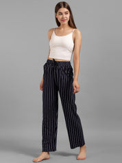 Kotty Women Navy Blue & White Striped Lounge Pants