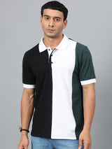 Kotty Men Colourblocked Polo Collar T-shirt