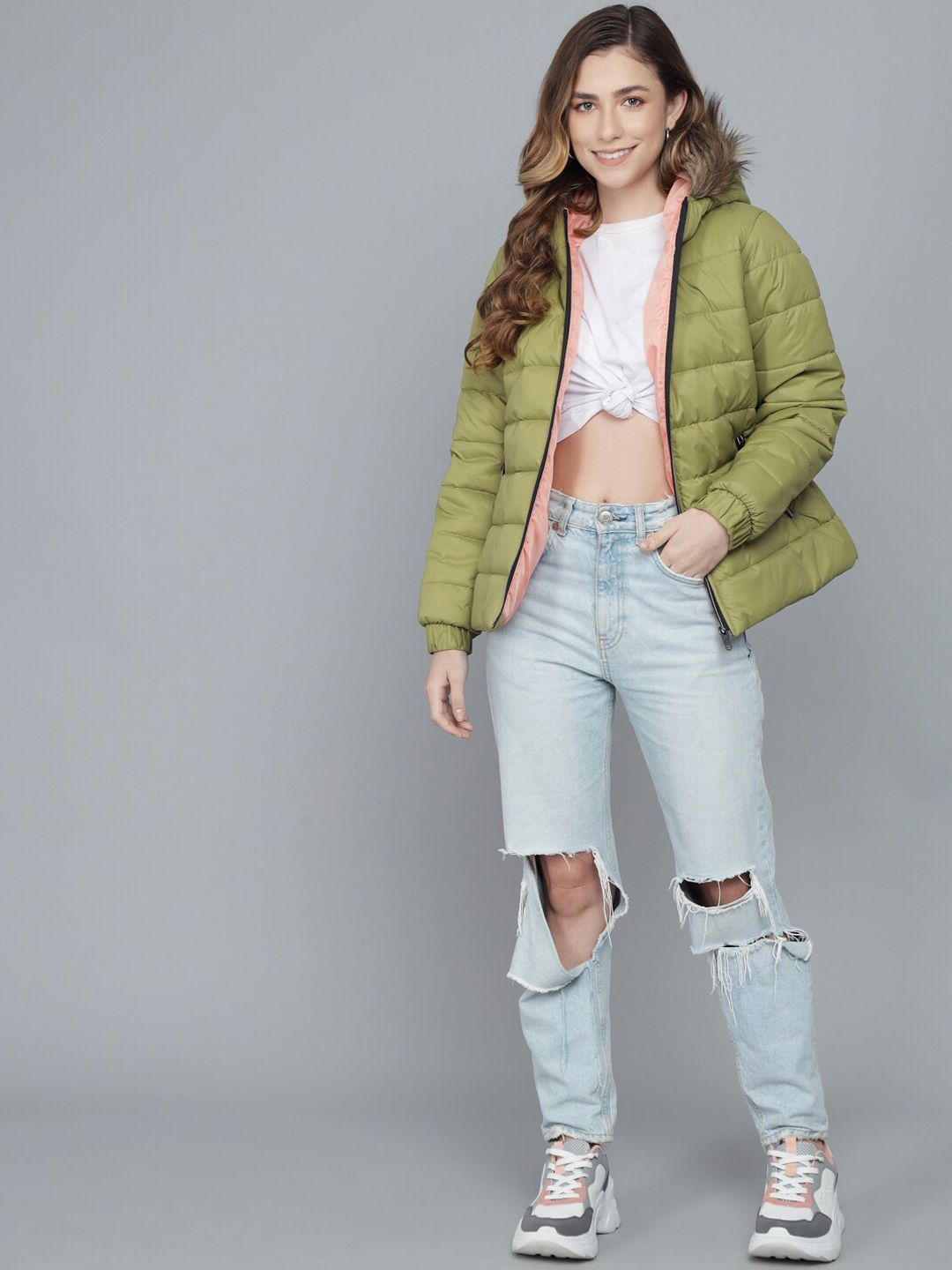 Kotty Women Green Lightweight Padded Jacket