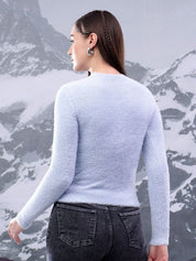 Kotty Women Round Neck Fuzzy Pullover