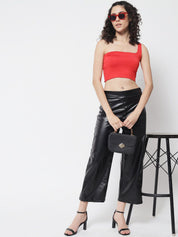 Kotty Women Black Relaxed Straight Fit Low-Rise Trousers