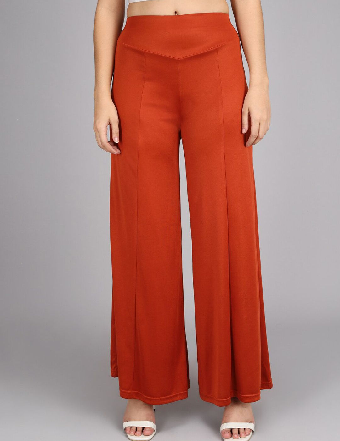 Kotty Women Maroon Flared High-Rise Parallel Trousers