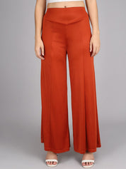 Kotty Women Maroon Flared High-Rise Parallel Trousers