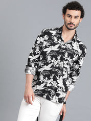 Kotty Men Spread Collar Tropical Printed Casual Shirt