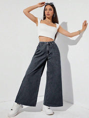 Kotty Women Black Jean Flared High-Rise Clean Look Stretchable Jeans