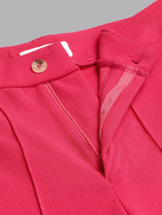 KOTTY BIZwear Women Pink Relaxed Straight Leg Straight Fit High-Rise Trousers
