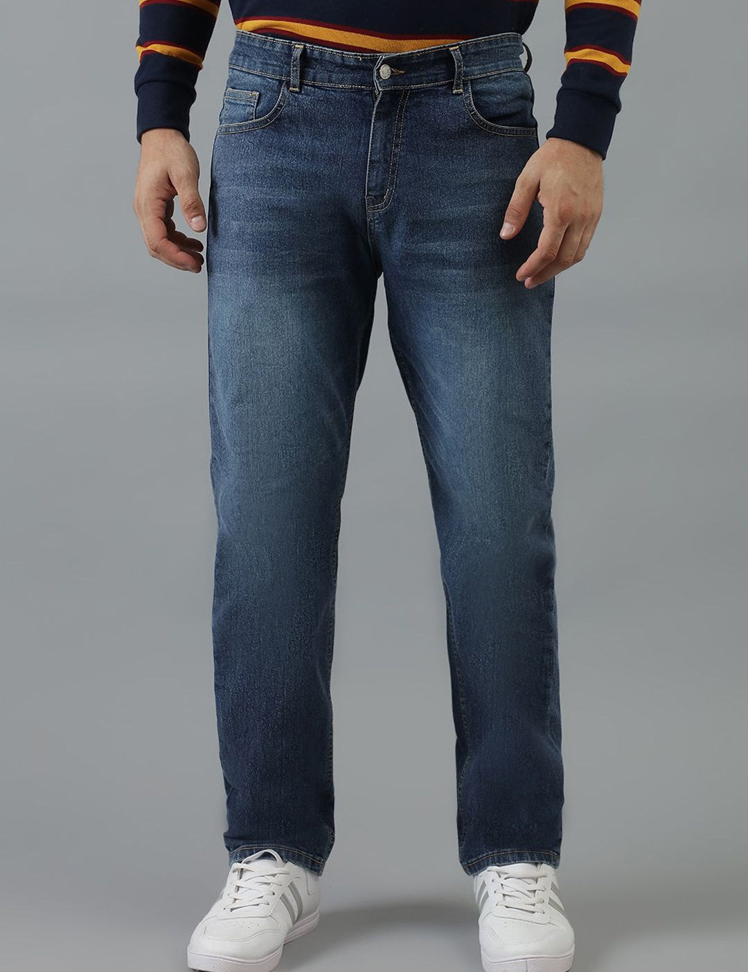 Kotty Men Blue Jean Slim Fit Clean Look Low-Rise Light Fade Stretchable Jeans