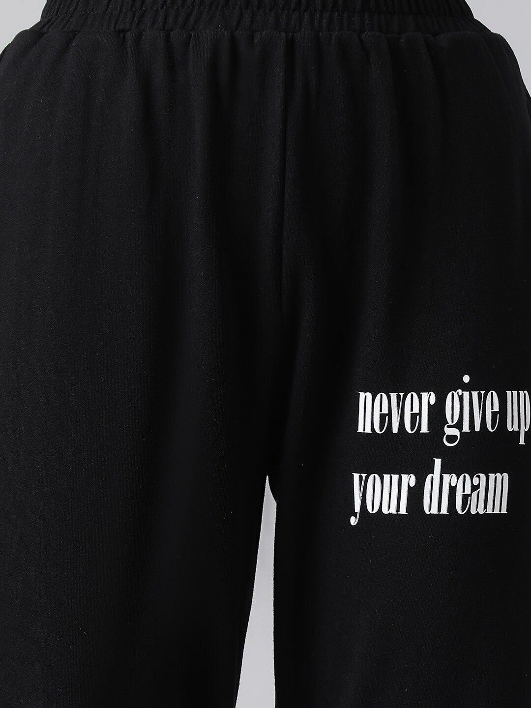 Kotty Women Black Typography Printed Relaxed Fit Joggers