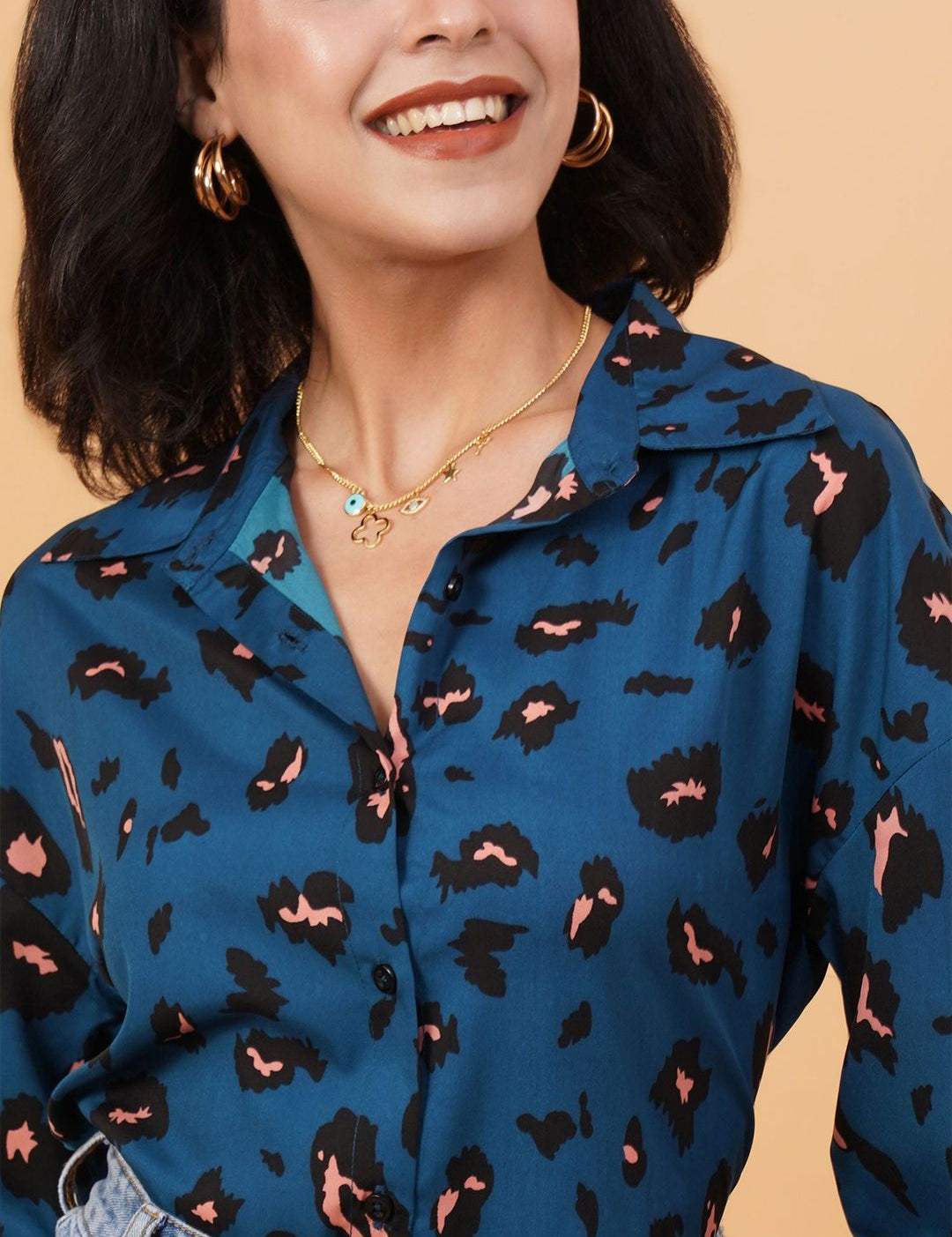 Kotty Blue Abstract Printed Casual Shirt