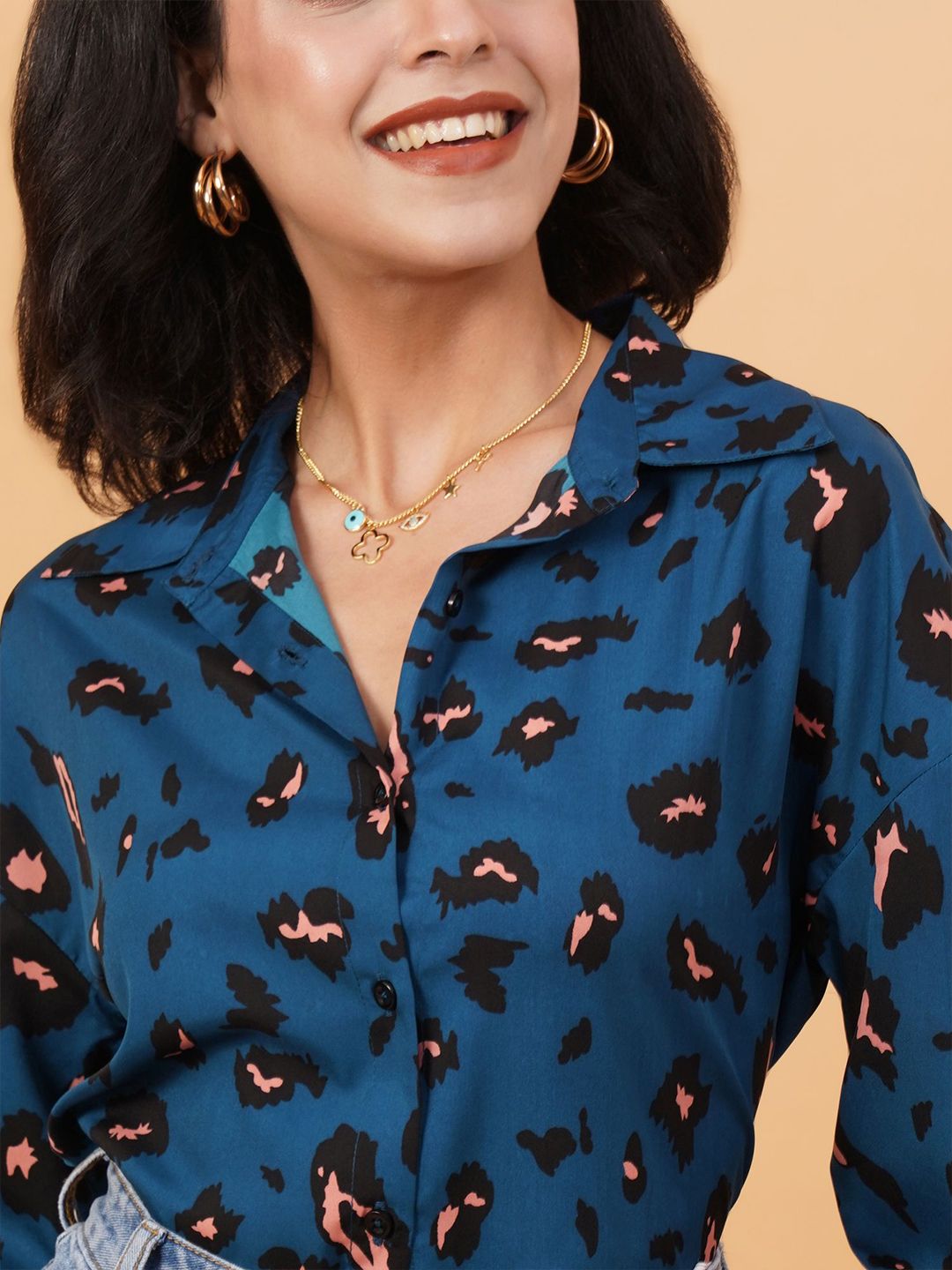 Kotty Blue Abstract Printed Casual Shirt