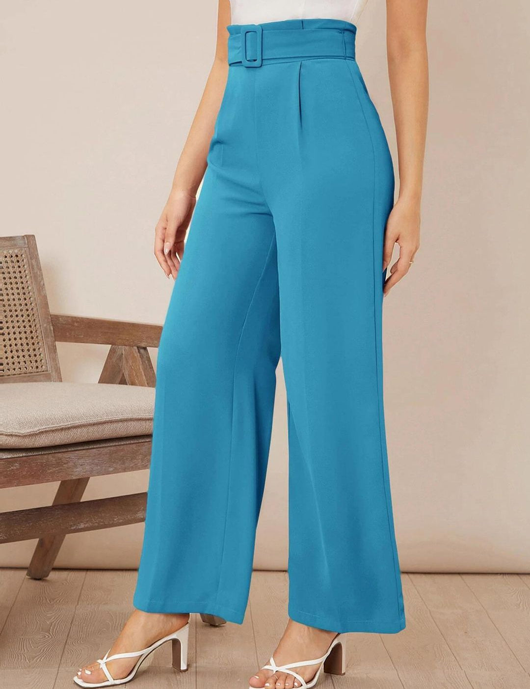 Kotty Pack Of 2 Women Relaxed Straight Fit High-Rise Pleated Trousers